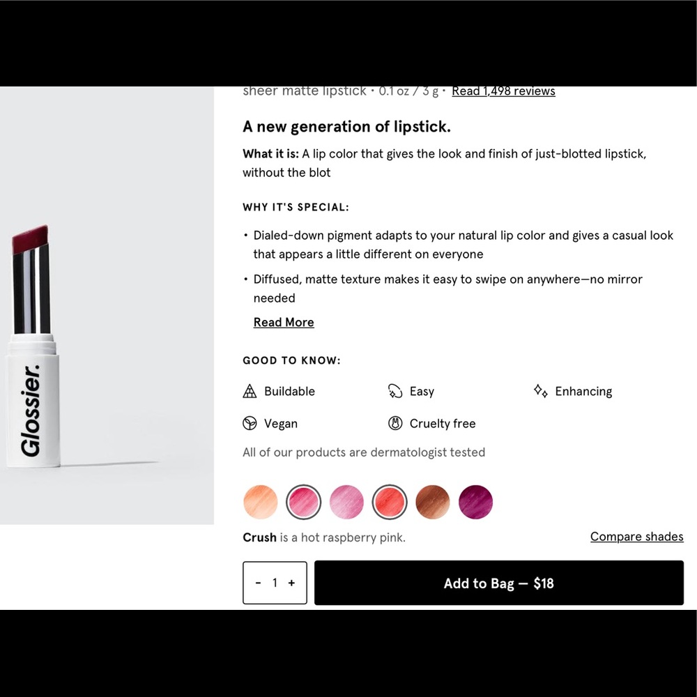 Generation G sheer matte lipstick in CRUSH
